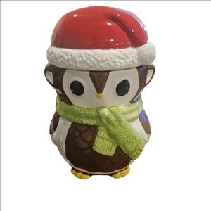 Yankee Candle Woodland Owl Ceramic Holiday Cookie Jar Or Large Candle Holder